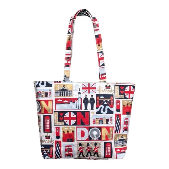 Harrods Iconic London Shoulder Bag Tote Canvas Large England UK Queens Guards - Picture 5 of 11